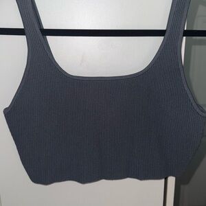 Babaton Charcoal Ribbed Crop Top